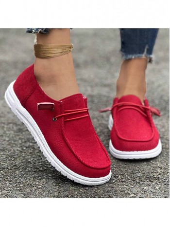 Women s Non Slip Round Toe Canvas Comfortable Lightweight Flat Shoes