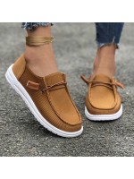 Women s Non Slip Round Toe Canvas Comfortable Lightweight Flat Shoes