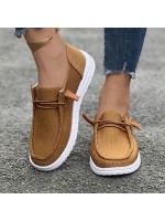 Women s Non Slip Round Toe Canvas Comfortable Lightweight Flat Shoes