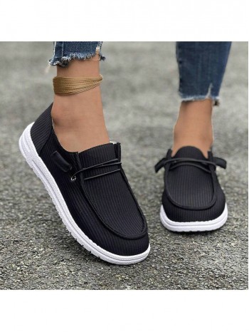 Women s Non Slip Round Toe Canvas Comfortable Lightweight Flat Shoes