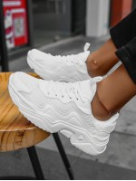 Women s Lightweight Sneakers Comfortable Breathable White Chunky Sneakers With Round Toe And Lace Up Closure Size 43 44 Suitable For Couples