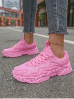 Women s Lightweight Soft Bottom Chunky Sneakers With Round Toe And Lace Up Closure Comfortable And Breathable Pink Sneakers Available In Size 43 And 44 Suitable For Couples