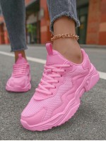 Women s Lightweight Soft Bottom Chunky Sneakers With Round Toe And Lace Up Closure Comfortable And Breathable Pink Sneakers Available In Size 43 And 44 Suitable For Couples