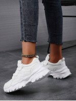 43 44 Women s Sneakers Lightweight Soft Sole Chunky Sneakers Round Toe Lace Up Comfortable Breathable White Shoes Couple