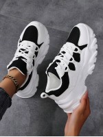 Women s Casual Sneakers Soft Soled Chunky Sneakers Round Toe Lace Up Sports Shoes Comfortable Breathable White Shoes UK 9 10 Unisex