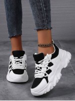 Women s Casual Sneakers Soft Soled Chunky Sneakers Round Toe Lace Up Sports Shoes Comfortable Breathable White Shoes UK 9 10 Unisex