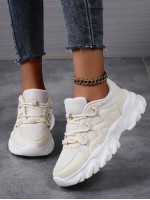 Women s Lightweight Soft Sole Chunky Sneakers Round Toe Lace Up Comfortable Breathable White Shoes Size 43 44 Couple Shoes