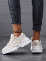 Women s Lightweight Soft Sole Chunky Sneakers Round Toe Lace Up Comfortable Breathable White Shoes Size 43 44 Couple Shoes